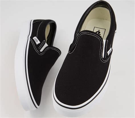 Vans Classic Slip On Trainers Black White Unisex Sports