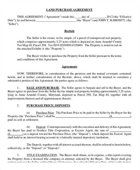 Free 8 Land Purchase Agreement Forms In Pdf Ms Word