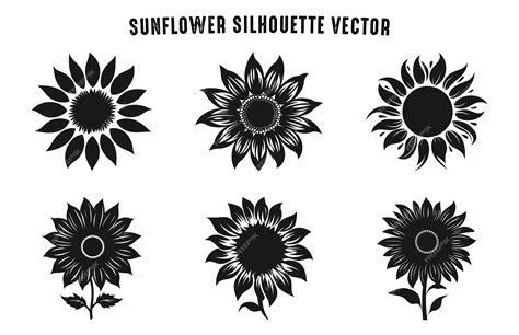 Premium Vector Sunflower Silhouette Vector Set Flowers Clipart Bundle