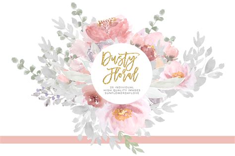 Dusty Rose Floral Clipart Wedding Invitation Clip Art 360777