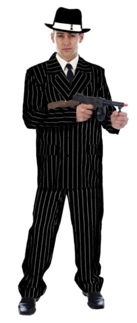 Gangster Costume Mens 1920s Godfather Mafia Pinstripe Suit Adults Fancy