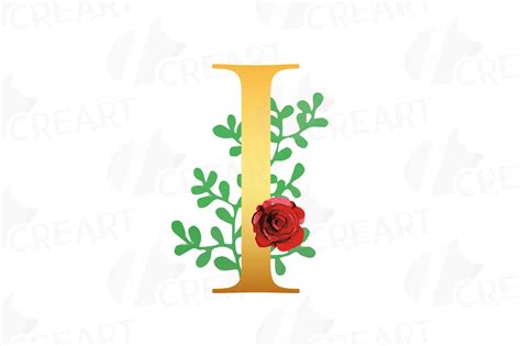 Floral Golden Alphabet Clip Art Floral Alphabet Print