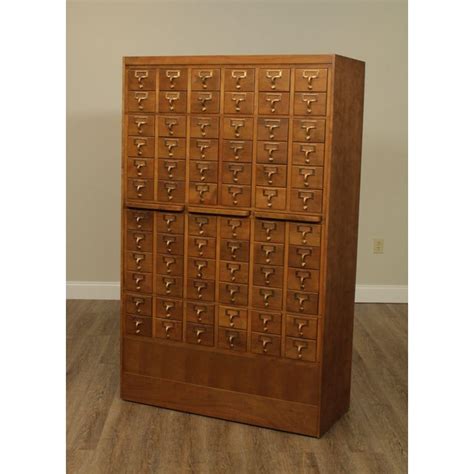 1960s Vintage Maple Pair 72 Drawer Library Card File Cabinets Chairish