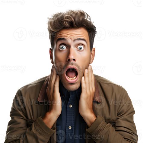 Half Body Portrait Of A Man With Shocked Expression Isolated On
