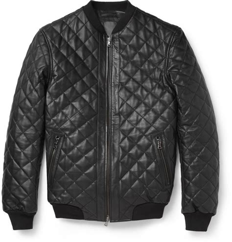 Lyst Lot78 Quilted Leather Bomber Jacket In Black For Men
