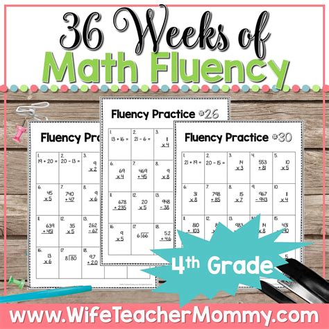 36 Weeks Of Math Fluency Practice For 4th Grade Printable Wife