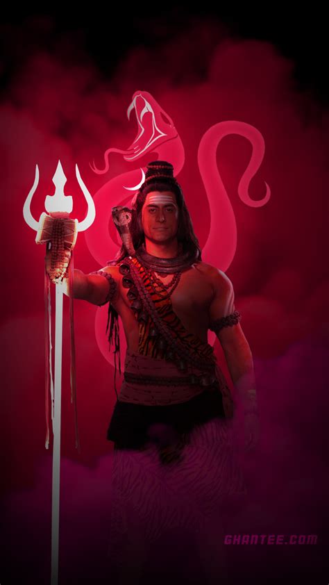 Lord Shiva Neon Red Hd Phone Wallpaper Ghantee