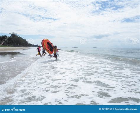 Travelers On The Beach In Rayong Province Editorial Photo Image Of
