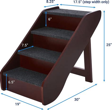 Frisco Deluxe Foldable Wood Carpeted Pet Stairs Brown X Large