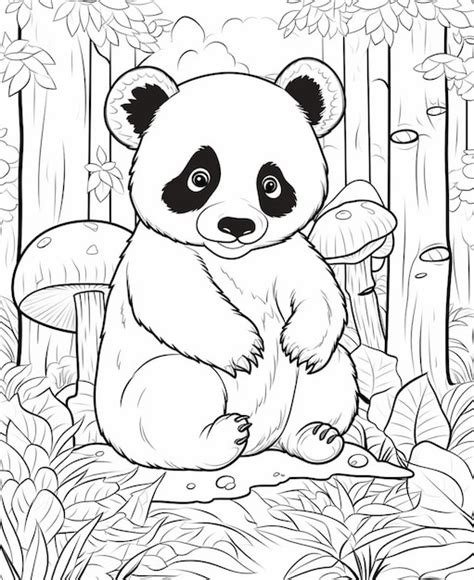 Premium Ai Image A Black And White Panda Bear Sitting On A Log In The