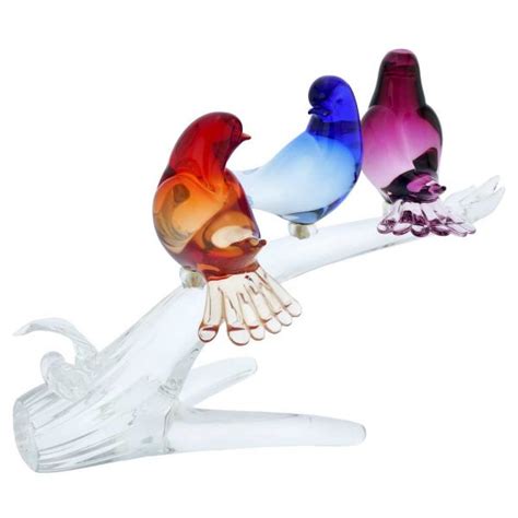 Murano Sculptures Murano Glass Birds On A Branch Three Colors