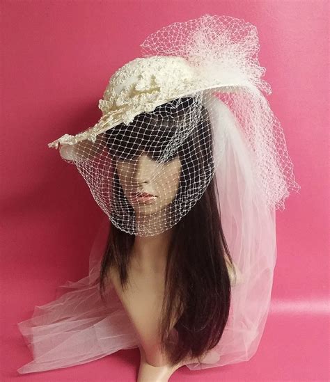 Vintage Bridal Hatpearl Birdcage Veil Wedding Hativory Blusher Bridal