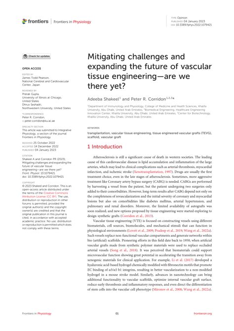 Pdf Mitigating Challenges And Expanding The Future Of Vascular Tissue