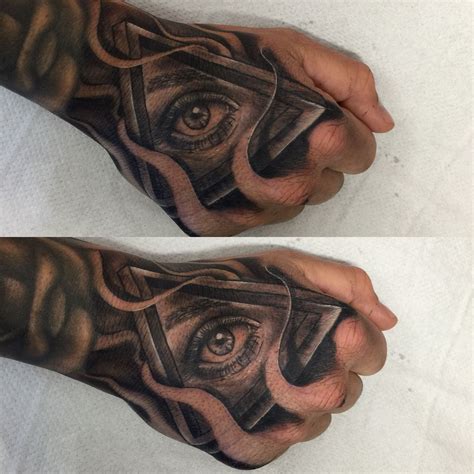 Hand Tattoo Optical Illusion Triangle And Eye Combo Hope You Like It