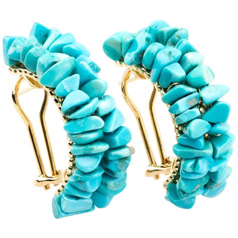 Persian Turquoise Gold Earrings At 1stDibs