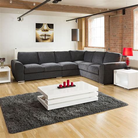 Extra Large L Shape Sofa Set Settee Corner Group 335x265cm Black L L
