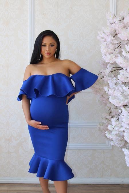 Luxury Maternity Jumpsuit Blue Baby Shower Dress Pregnant Guest