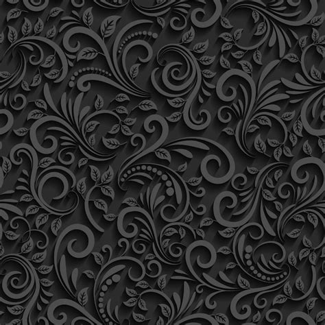Free Vector Black Floral Seamless Pattern With Shadow