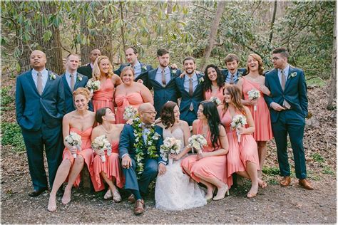 Wedding Party In Coral And Navy Colours Via Maineweddingcompany