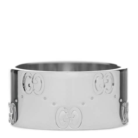 Gucci 18k White Gold 9mm Icon Band Ring 52 6 900728 Fashionphile