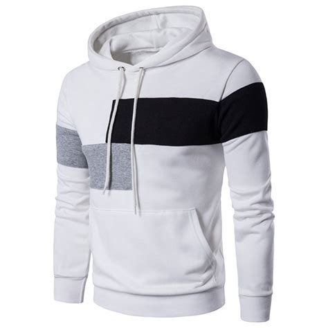 drawstring color block panel pullover hoodie white 3n55715718 size m hoodies men mens
