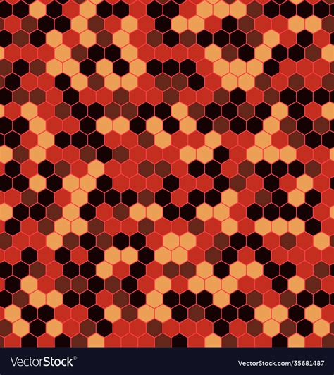 Hexagon Urban Fire Camouflage Seamless Patterns Vector Image