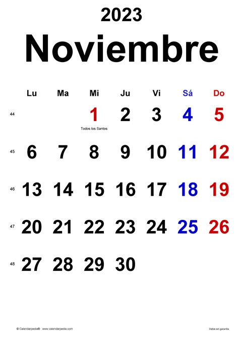Calendario Noviembre De 2023 Para Imprimir 502ds Michel Zbinden Cl