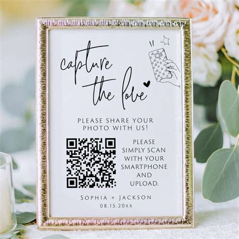 Wedding Qr Code Sign Template Share The Love Qr Code Sign Etsy