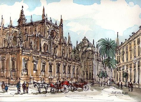 Seville Spain Art Print From An Original Watercolor Painting By Allan