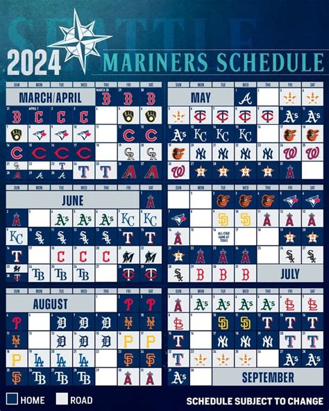Mariners The 2024 Regular Season Schedule Rmariners