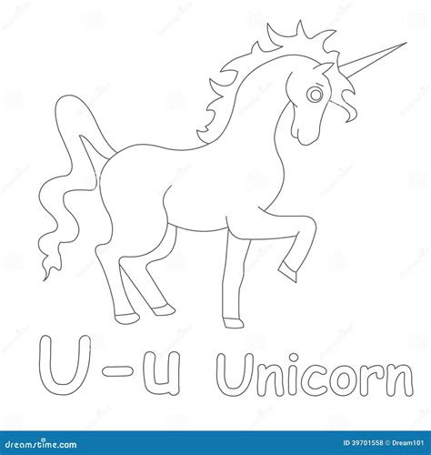 U For Unicorn Coloring Page Stock Illustration Illustration Of