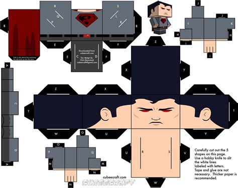 Red Son Superman Cubee Paper Toys Superhero Printables Paper Crafts