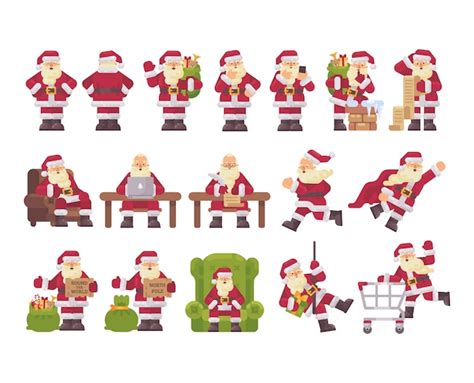 Santa Claus Character Collection Premium Vector