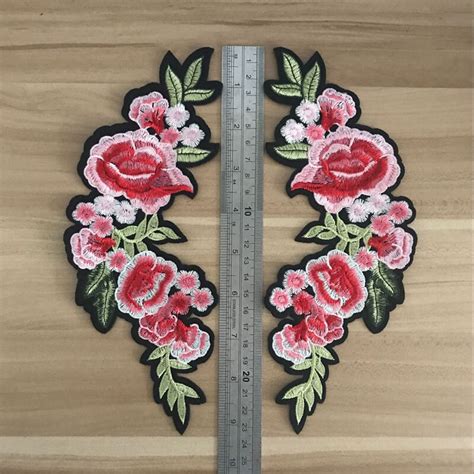 Embroidery Rose Flowers Patches For Clothing Iron On Patches Applique
