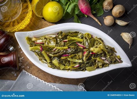 Traditional Turkish Appetizers Aegean Herbs Salad Radish Salad