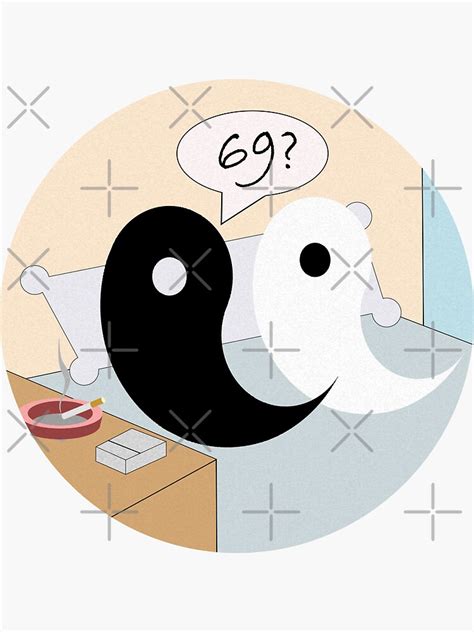 69 Love Sex Position Funny Cartoon Draw Illustration Joke Ying Yang Sticker For Sale By