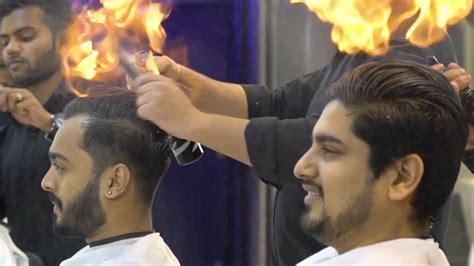 Indian Barber Cuts Mens Hair By Setting It On Fire Youtube