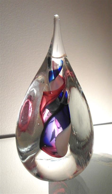 United Bliss Teardrop Signed By Adam Jablonski Crystal Glass Art Paperweight 1020 Glass Art