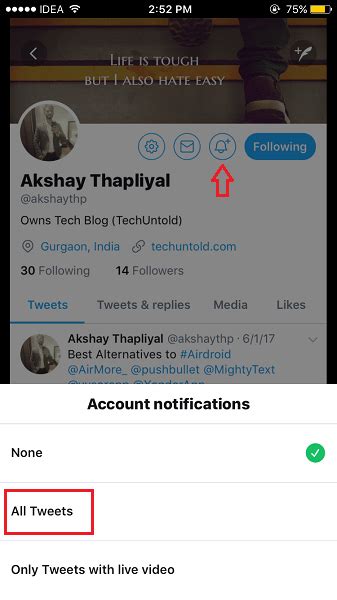 Now look for an entry called 'apps' in the list of available options on the left. How To Turn On/Off Twitter Push Notifications For A ...