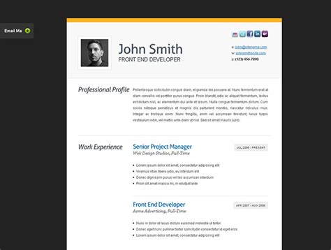 Web designers best apply with an online application. 50 Professional HTML Resume Templates | Web & Graphic ...