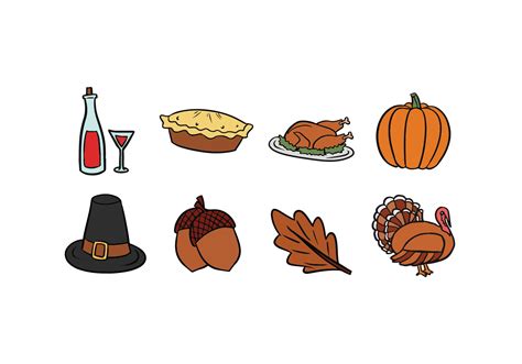 Thanksgiving Hand Drawn Icons 138117 Vector Art At Vecteezy
