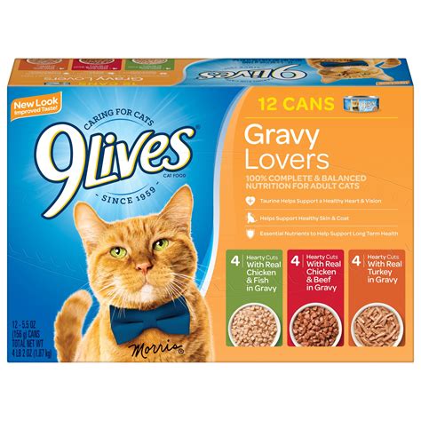 9 Lives Gravy Favorites Wet Cat Food Variety Pack 55 Ounce Cans 12