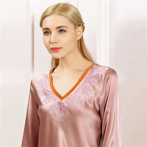 brand silk pajama sets women s 2 piece pajamas set solid sexy ladies pyjamas sets 100 silk