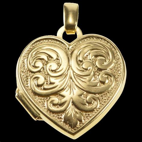 14k Ornate Swirl Scroll Design Heart Locket Pendant Yellow Gold Qrxq