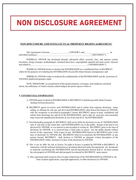 Non Disclosure Agreement Template Nda Forms Nda Template Etsy