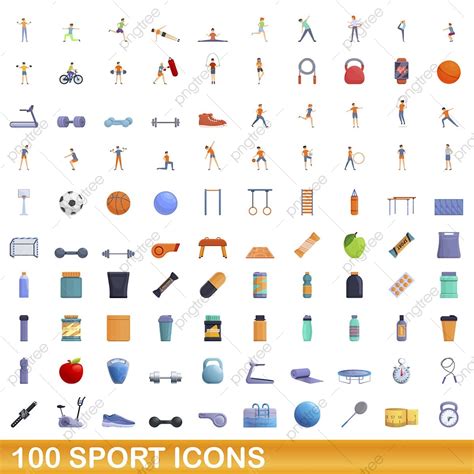 Sport Set Vector Art PNG 100 Sport Icons Set Pack Trainer Shake PNG