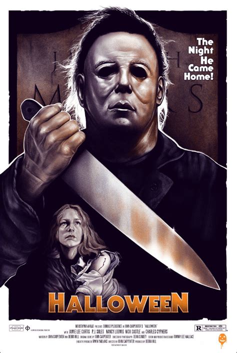 A Movie Poster For Halloween With A Man Holding A Knife