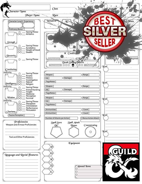 Complete Character Sheet 5e Dungeon Masters Guild Dungeon Masters