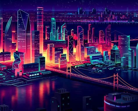 Futuristic Neon City Wallpaper 4k