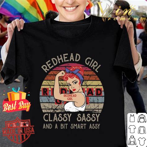 redhead girl classy sassy and a bit smart assy vintage shirt hoodie sweater longsleeve t shirt